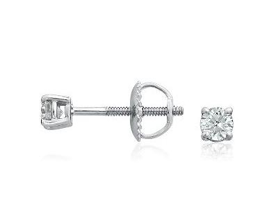 GENUINE NATURAL DIAMOND STUDS IN 950 PLATINUM- 1/3CT.